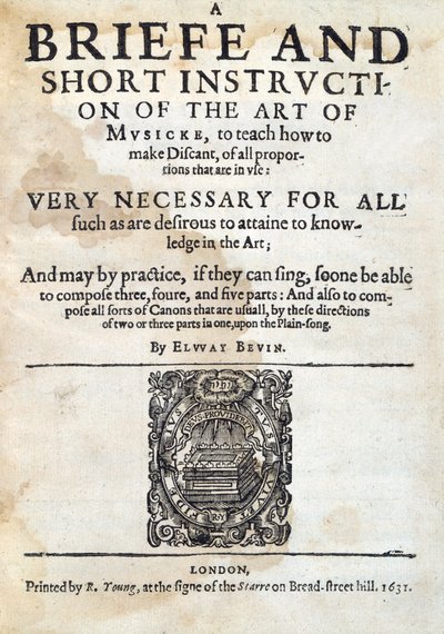 Arte della Musica, di Elway Bevin 1631 da Unknown
